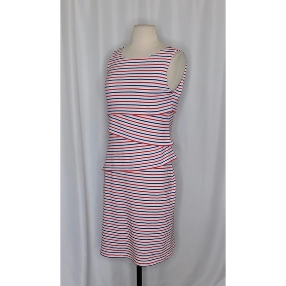 J. MCLAUGHLIN Nicola Tiered Knit Dress Red White Blue Patriotic Medium - Picture 6 of 14